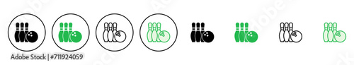 Bowling icon set. bowling ball and pin icon. bowling pins