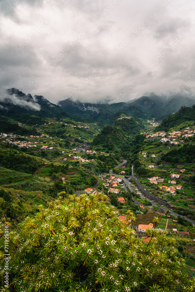 Mountain village Sao Vicente on Madeira island, Portugal.