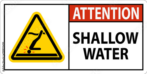 Water Safety Sign Attention - Shallow Water