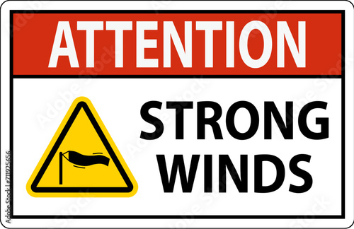 Water Safety Sign Attention - Strong Winds