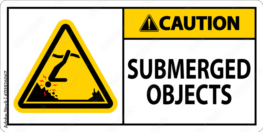 Water Safety Sign Caution - Submerged Objects Water Safety Sign Caution - Submerged Objects