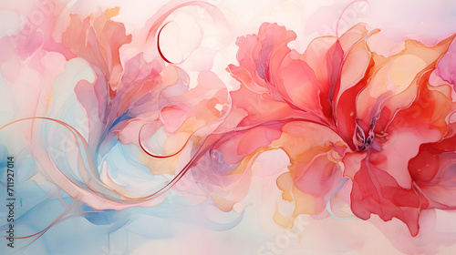 Abstract watercolor liquid floral background © Caelestiss