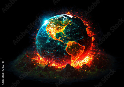 dramatic illustration about destruction of planet earth