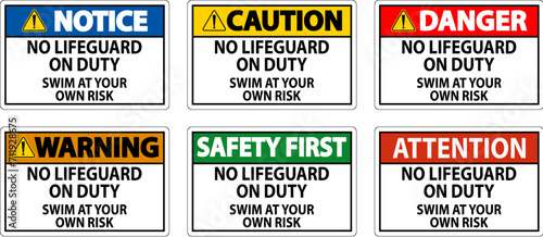 Pool Warning Sign No Lifeguard On Duty Swim At Your Own Risk