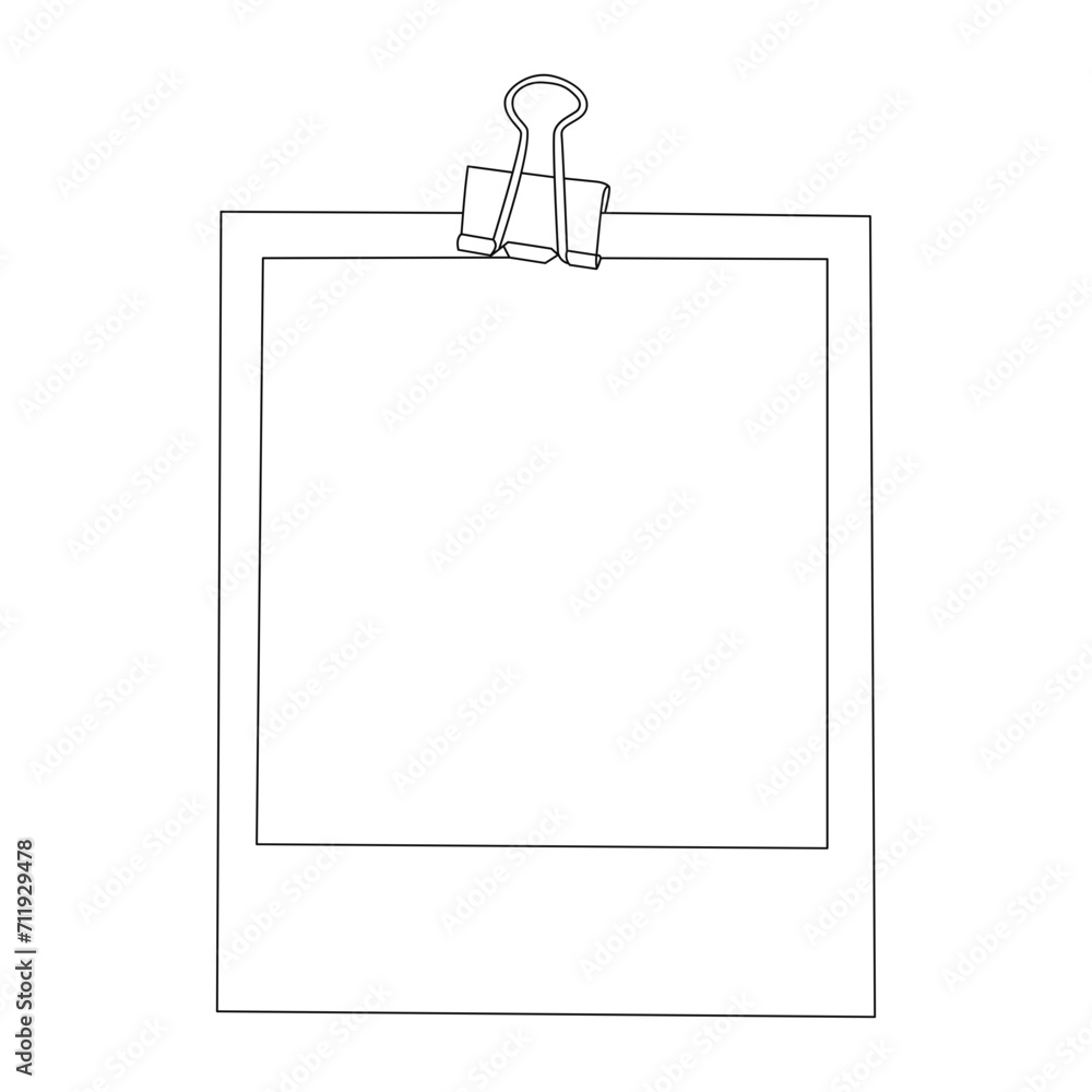 Hand Drawn Polaroid style photo attached to a binder clip Hand Drawn Polaroid style photo attached to a binder clip