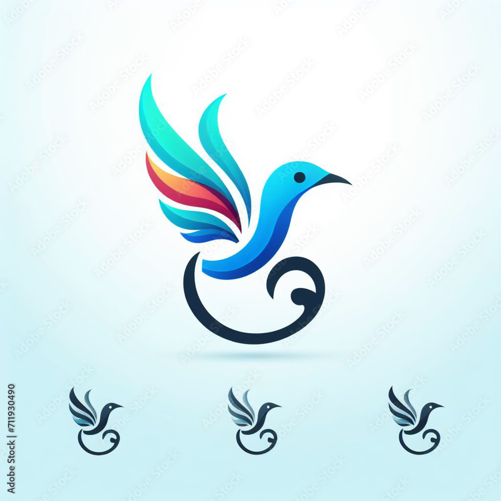 Fototapeta premium Generative AI Illustration of the letter E logo in the shape of a bird