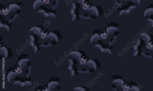 Seamless pattern with bats on dark background.