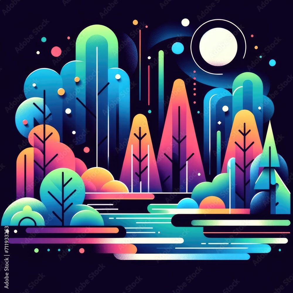 Obraz premium Enchanted Moonlit Magical Forest