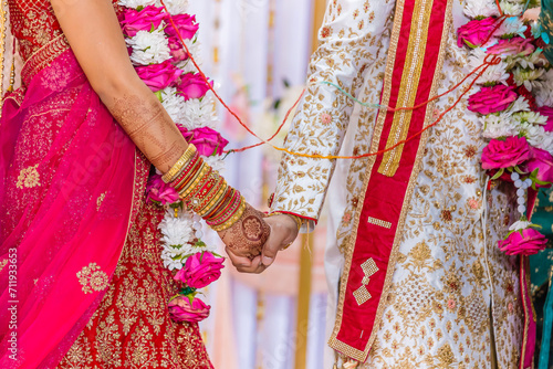 Indian Hindu wedding ceremony rituals close up