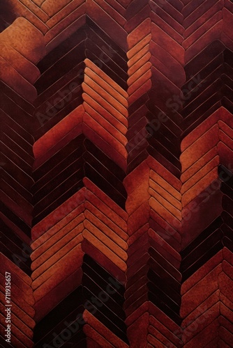 Bronze and burgundy zigzag geometric shapes