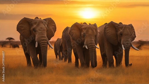 elephants at sunset © Muhammad