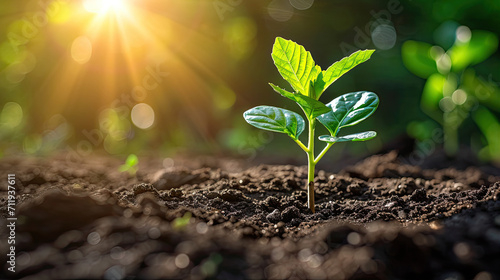 Sunlit Seedling: Photosynthesis in Harmony with Copy Space