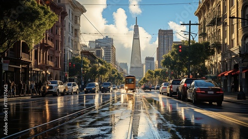 Cable car on the streets of San Francisco photo