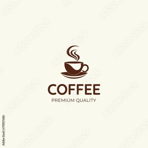 Cup of coffee and speech bubble logo template