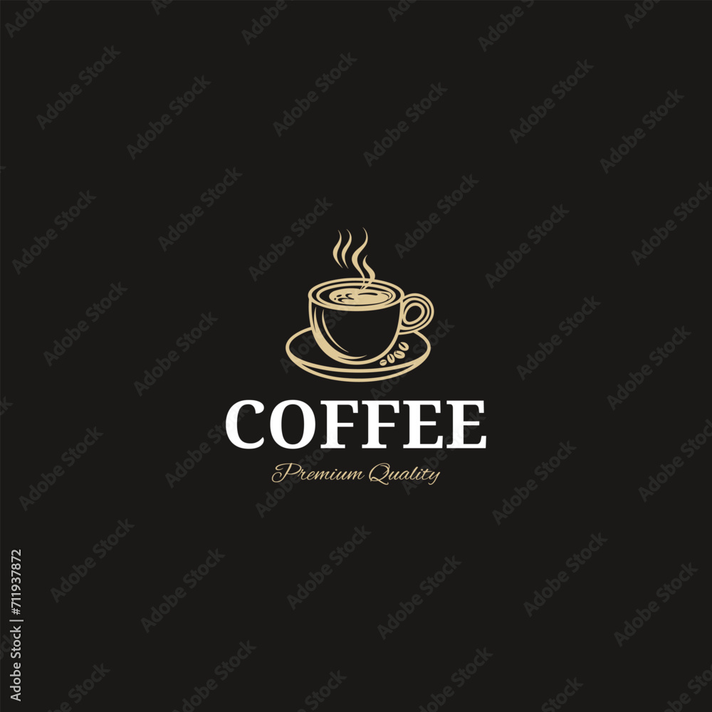 Cup of coffee and speech bubble logo template Cup of coffee and speech bubble logo template