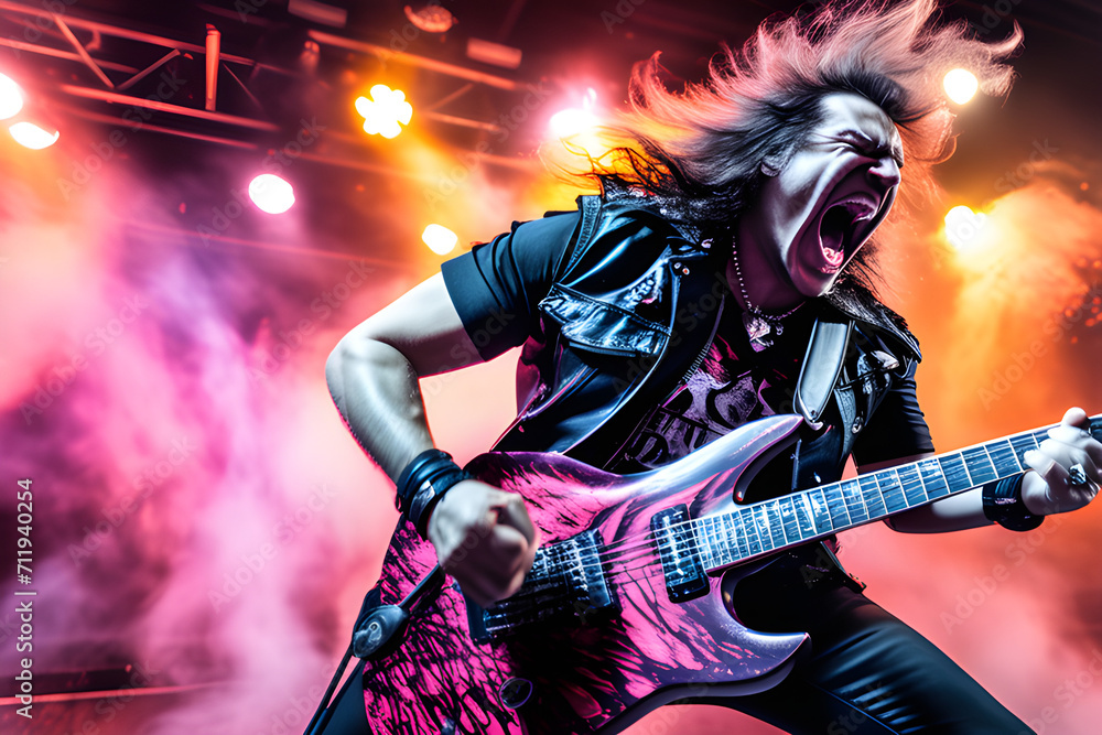 Music Madness: Heavy and thrash metal dynamic stage frontman generative ai
