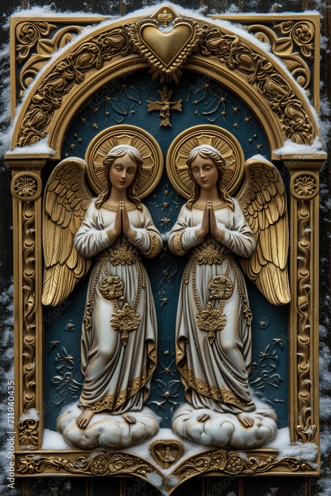 two carved angels