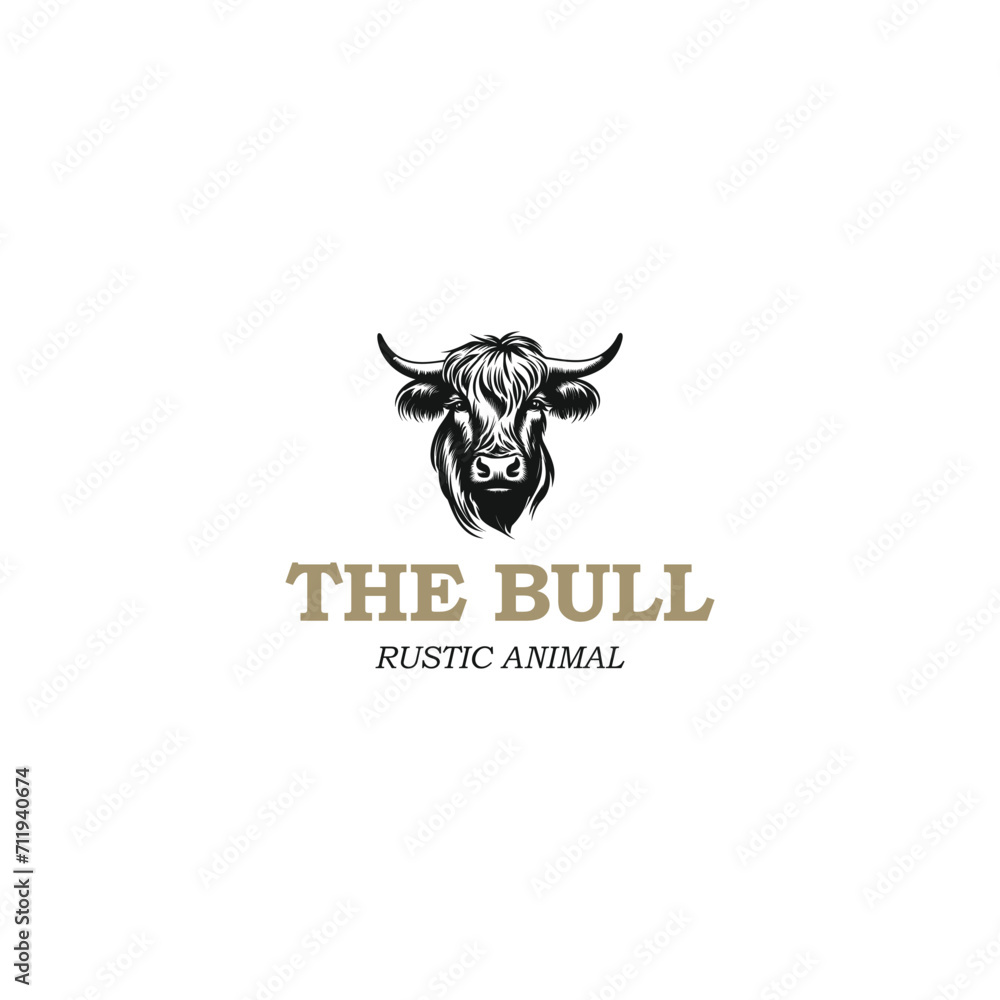 Angry bull head with horns vector mascot logo