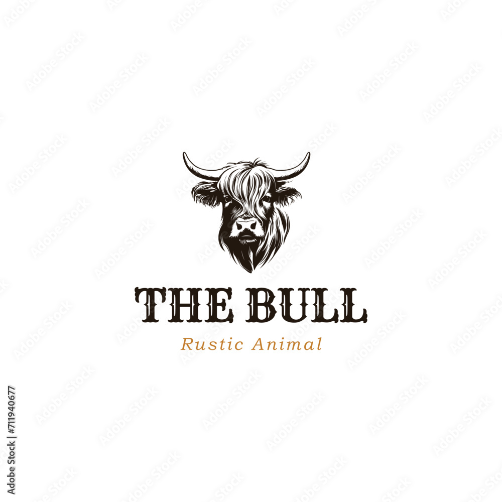 Angry bull head with horns vector mascot logo