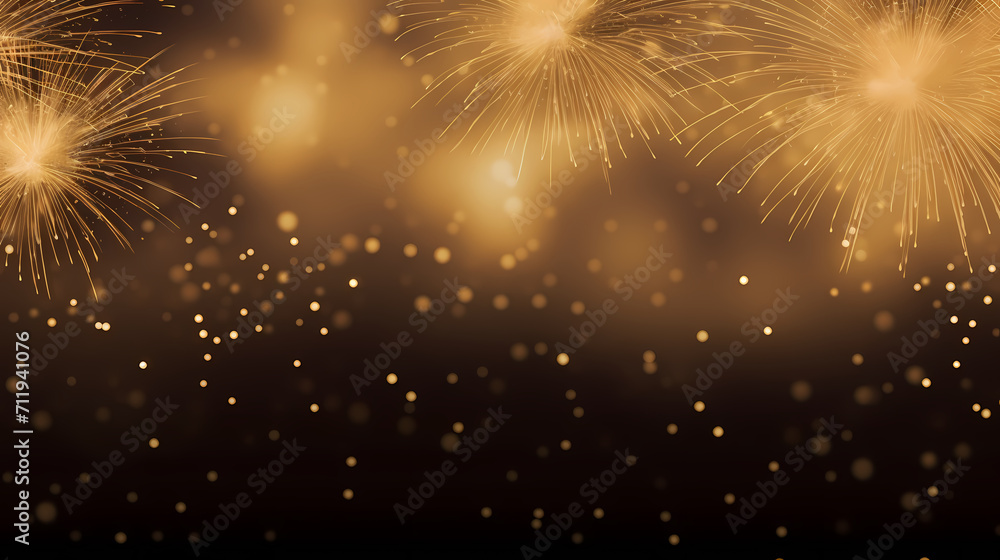 Fototapeta premium Happy New Year, burning fireworks with bokeh light background