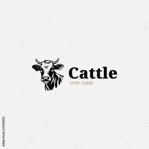 cow head logo vector, milk or meat icon,cattle logo