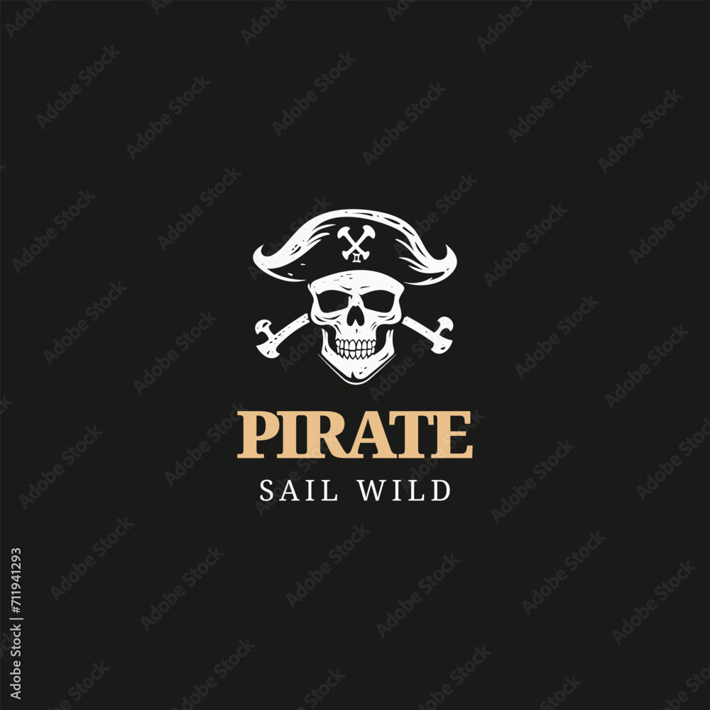 Pirate skull emblem logo vector illustration Pirate skull emblem logo vector illustration