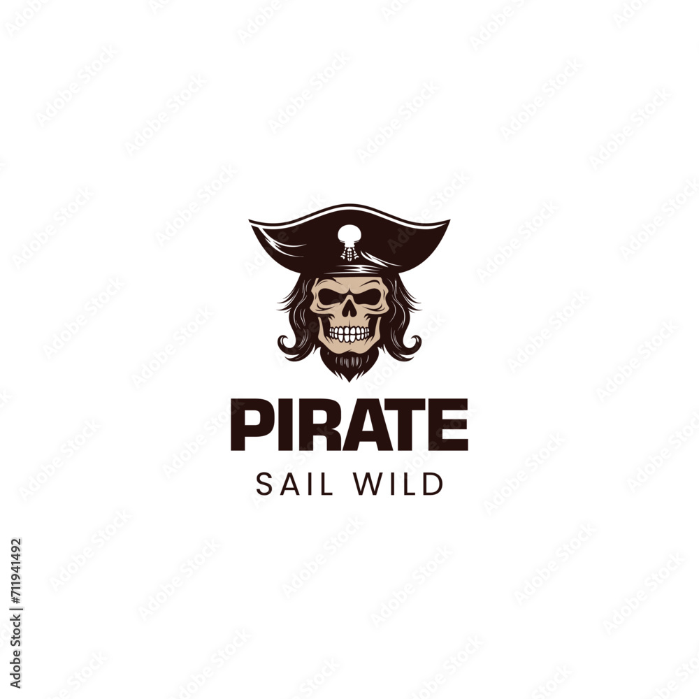 Pirate skull emblem logo vector illustration Pirate skull emblem logo vector illustration