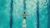Man Swimming in Pool With Surrounding Trees Generative AI