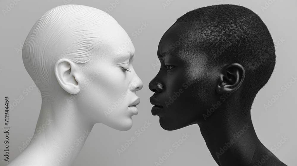 two people faces black white. Generative AI
two people faces black white. Generative AI