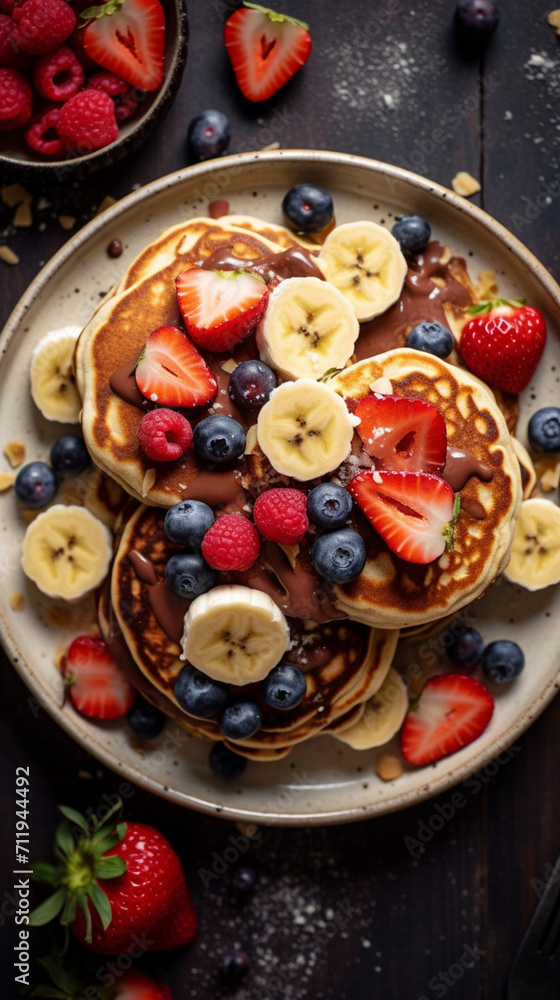 pancakes with berries. Generative AI pancakes with berries. Generative AI