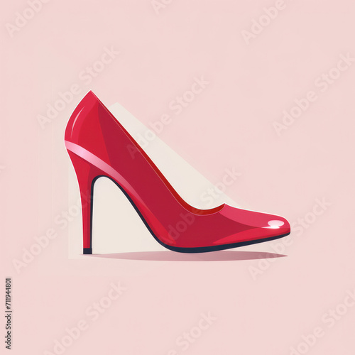 Fashionable Beauty: High Sensuality and Glamour with Red Stiletto Heels on White Leather - Illustration
