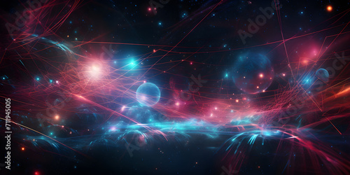 A digital wallpaper with a cosmic backdrop and vibrant red and blue laser lights is ideal