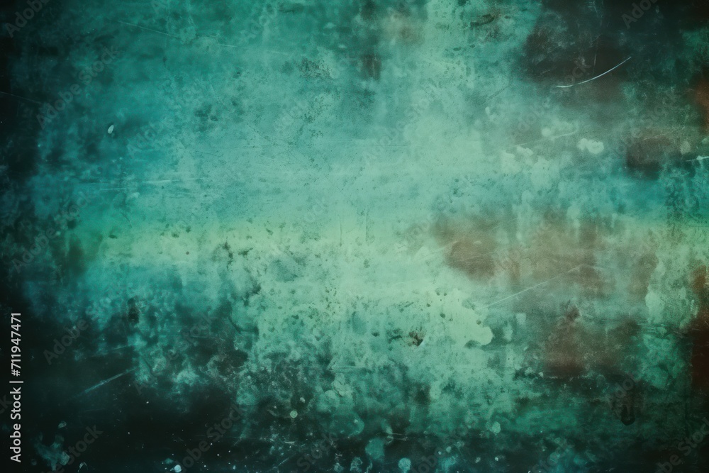 Old Film Overlay with light leaks, grain texture, vintage turquoise background