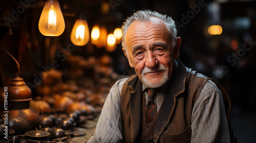 Portrait of a senior man in his Shoe making shop