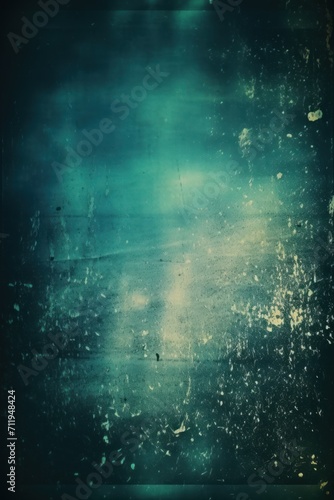 Old Film Overlay with light leaks, grain texture, vintage teal background © Michael