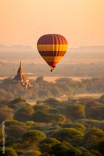hot air balloons over Pagan, Pagan is an ancient city in the Mandalay Region of Myanma
