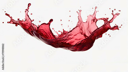 Red wine splash isolated on transparent or white background, png