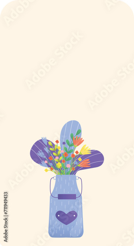 Wedding floral tag vector illustration. Template vintage greeting design with...