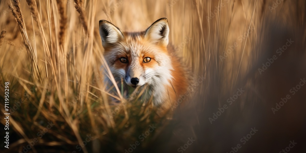 Red fox in a wheat field Red fox in a wheat field