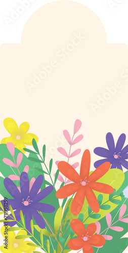 Wedding floral tag vector illustration. Template vintage greeting design with...