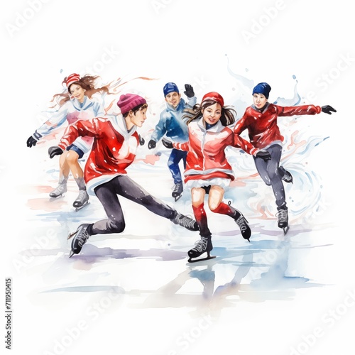 Kids skate on ice