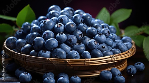 Wallpaper Mural realistic fresh blueberries with black and blur background Torontodigital.ca