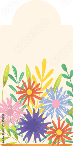 Wedding floral tag vector illustration. Template vintage greeting design with...