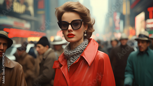 Stylishly dressed female in the city - retro feel - vintage vibe - low angle shot