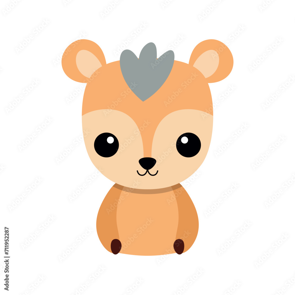 Cute mouse deer animal sticker. Cute animal face cartoon vector illustration Cute mouse deer animal sticker. Cute animal face cartoon vector illustration