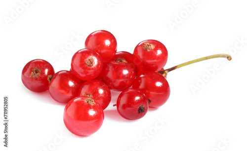 Many fresh ripe red currants isolated on white