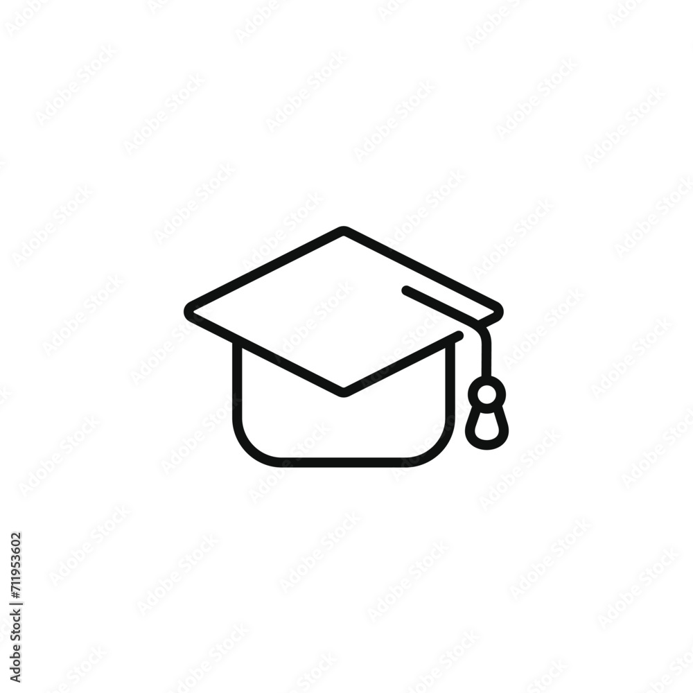 Graduation line icon isolated on transparent background. Graduation cap Graduation line icon isolated on transparent background. Graduation cap