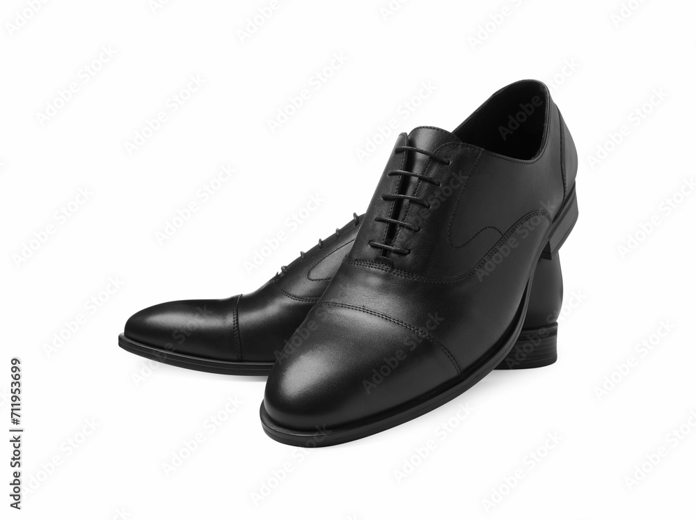 Pair of black leather men shoes isolated on white Pair of black leather men shoes isolated on white