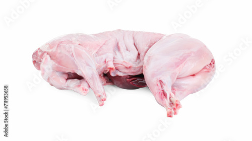 Whole raw rabbit carcass and liver isolated on white