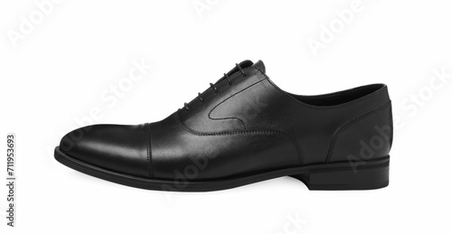Black leather men shoe isolated on white